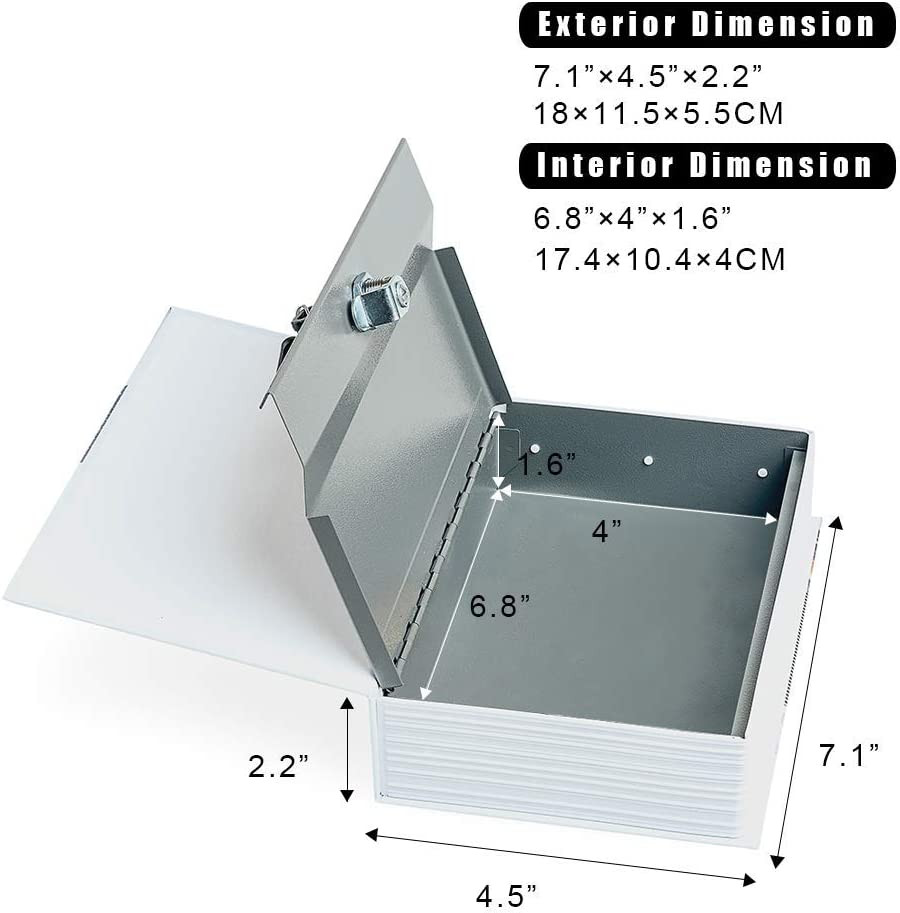 Small Sized Diversion Book Safe Storage Box, Dictionary Secret Safe Can with Sec