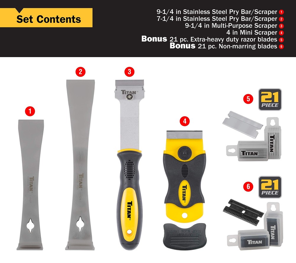 Titan 59400 4-Piece Scraper Set with 42 Replacement Blades