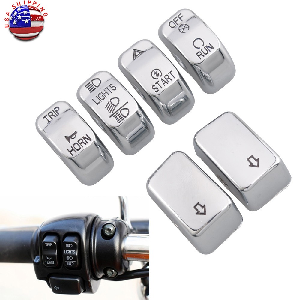 6pcs Chrome Hand Control Switch Housing Button Caps for Harley Street Bob FXDB