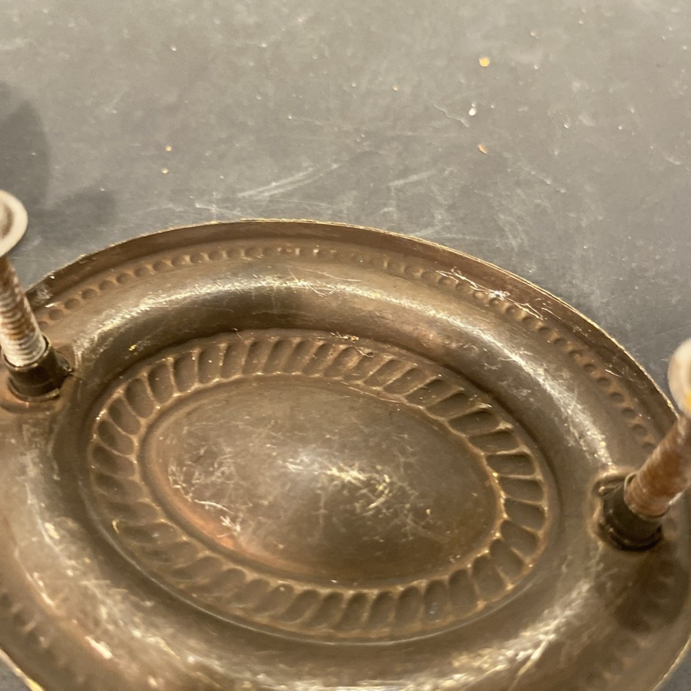 Chippendale 4 Brass Hepplewhite Oval Antique Hardware Vintage Drawer Pull B39