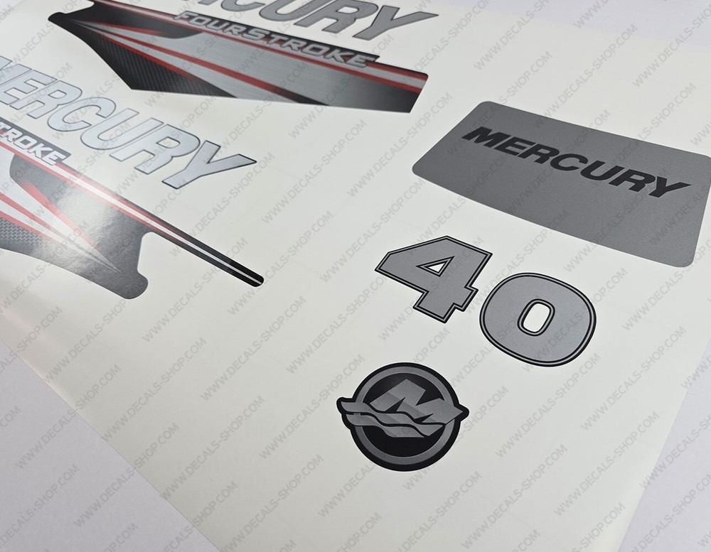 Mercury 40 hp Four Stroke 2013-2017 RED outboard engine decals sticker