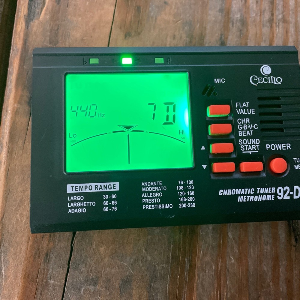 Cecilio 92-D Chromatic String Tuner + Metronome LCD Display