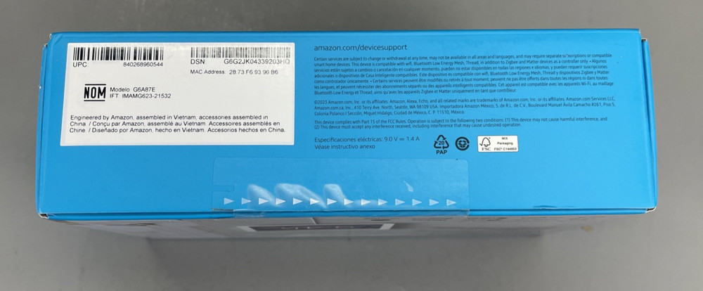 Amazon Echo Hub 8" Smart Home Control Panel with Alexa White Model G6A87E NEW