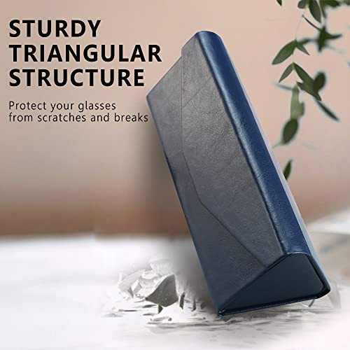 2 Pack Eyeglass Case Hard Shell with Foldable Design, Dhlnp_dark Blue(2 Pack)