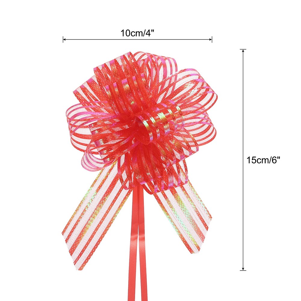 5pcs 6" Large Organza Pull Bow Chiffon Gift Wrapping Bows Ribbon Red