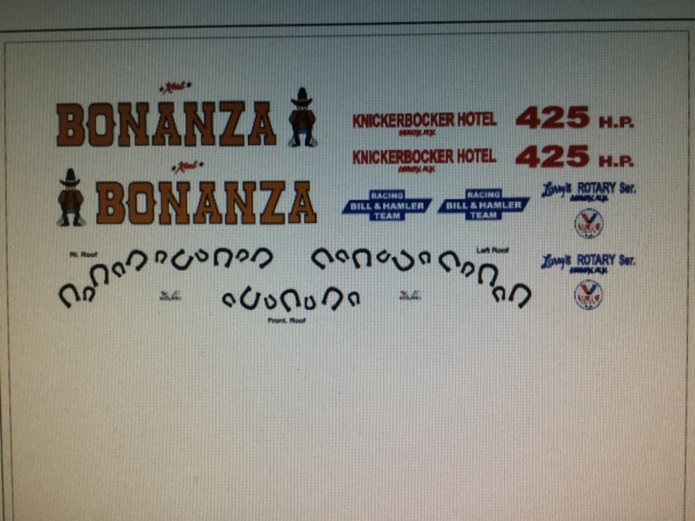 Decals - Karl Bill’s “Bonanza” ‘66 Chev. Biscayne.
