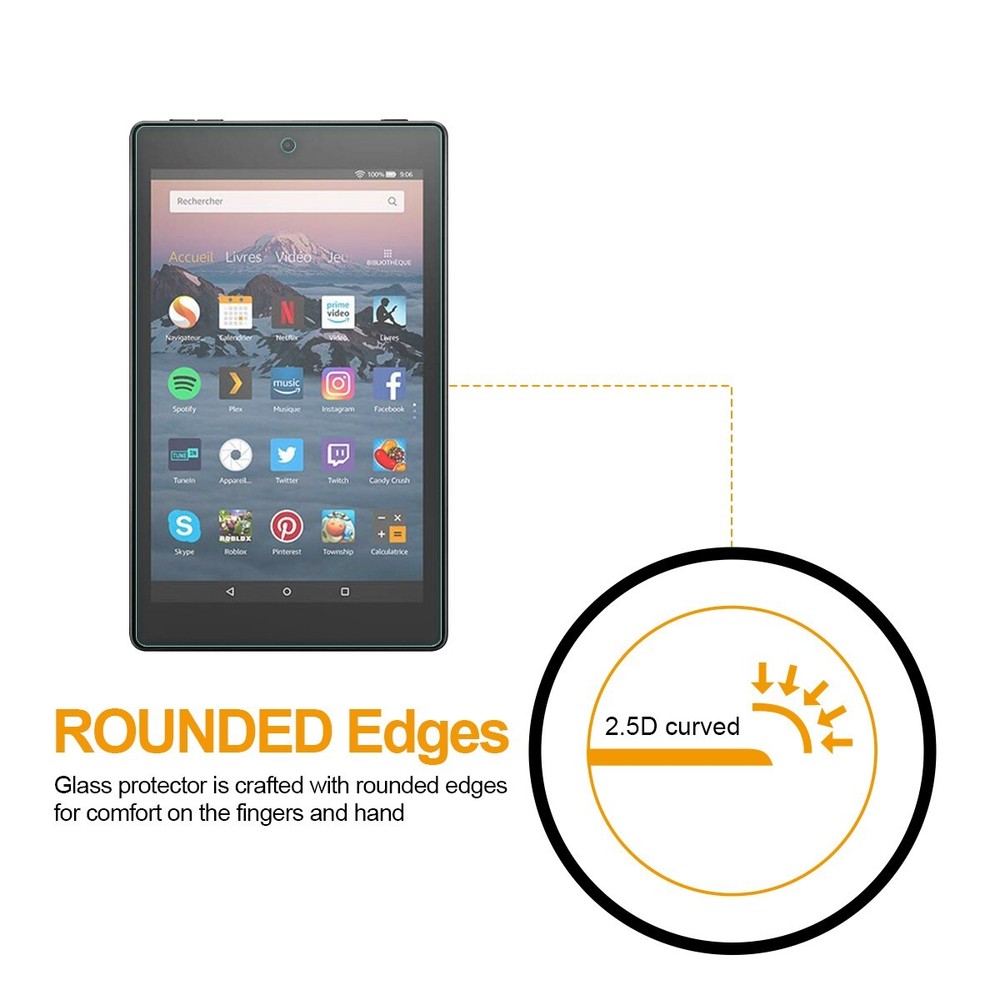 Tempered Glass Screen Protector for Amazon Fire HD 8 Tablet (2017 /2018 Release)