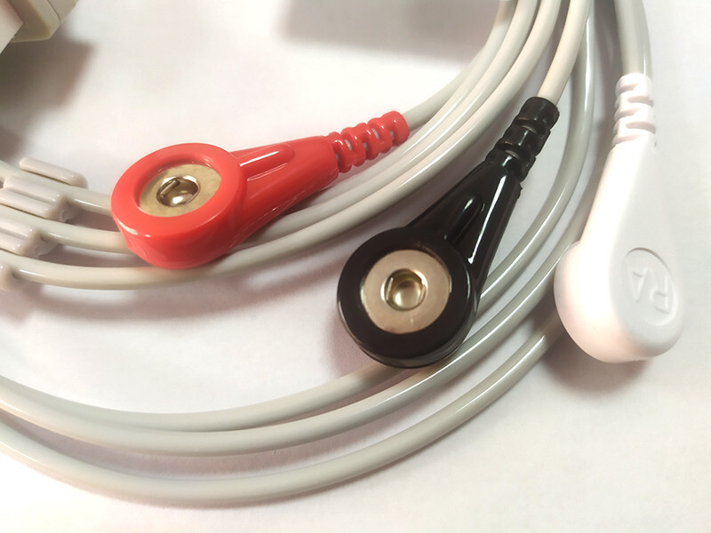 HP ECG Cable 3-Leads wires AHA Snap