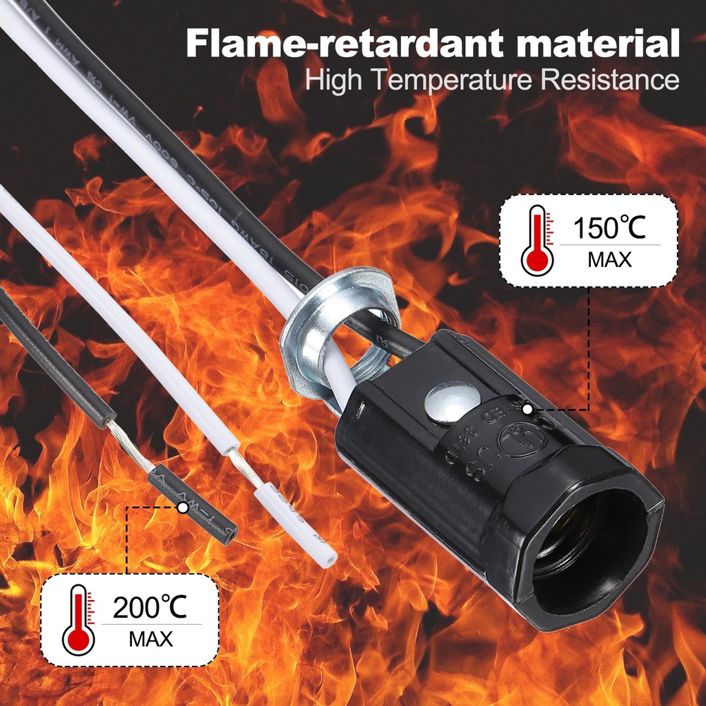 6pcs E12 Candelabra Base Lamp Holder Light Socket UL Listed with Wire 1.7"