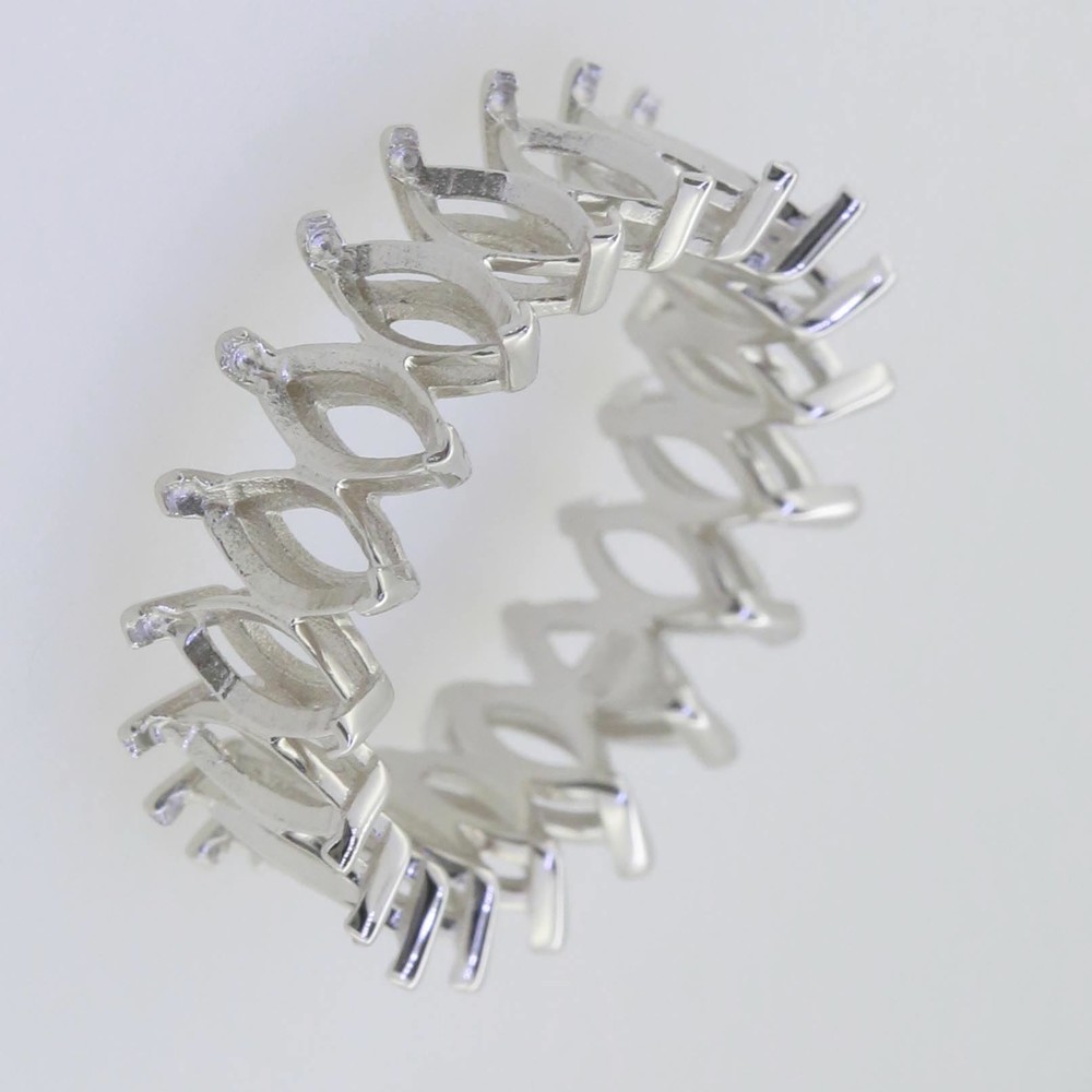 Sterling Silver Semi Mount Ring Setting Marquise MQ 7x3.5mm