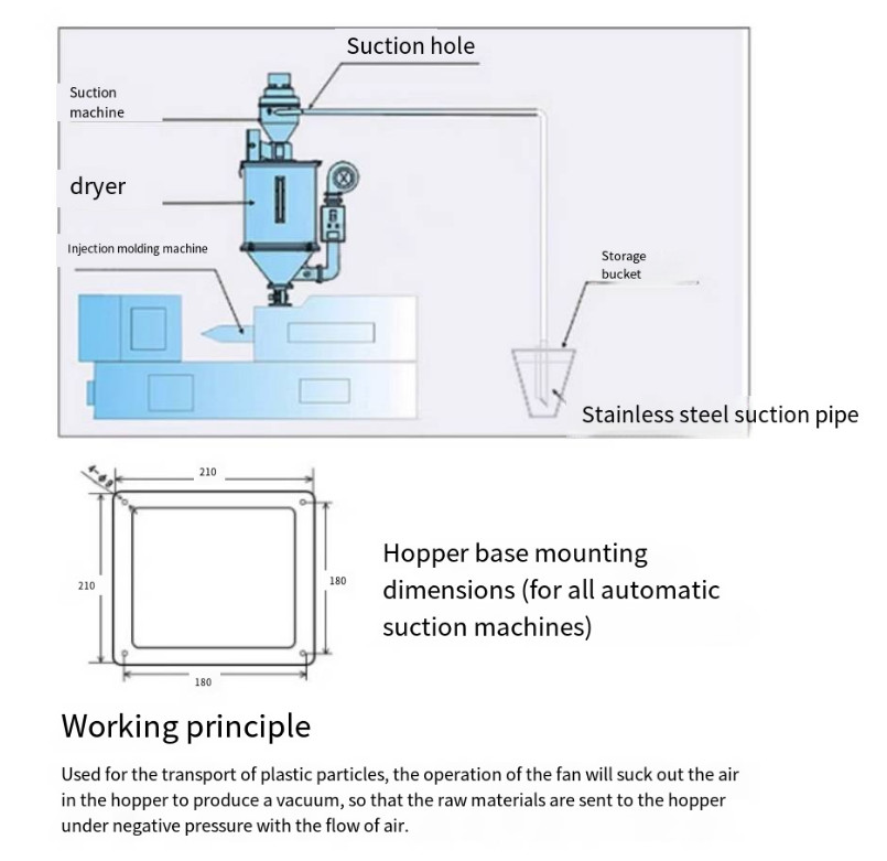 220V 300kg/H Automatic Vacuum Material Loader Feeder Suction Feeding Machine
