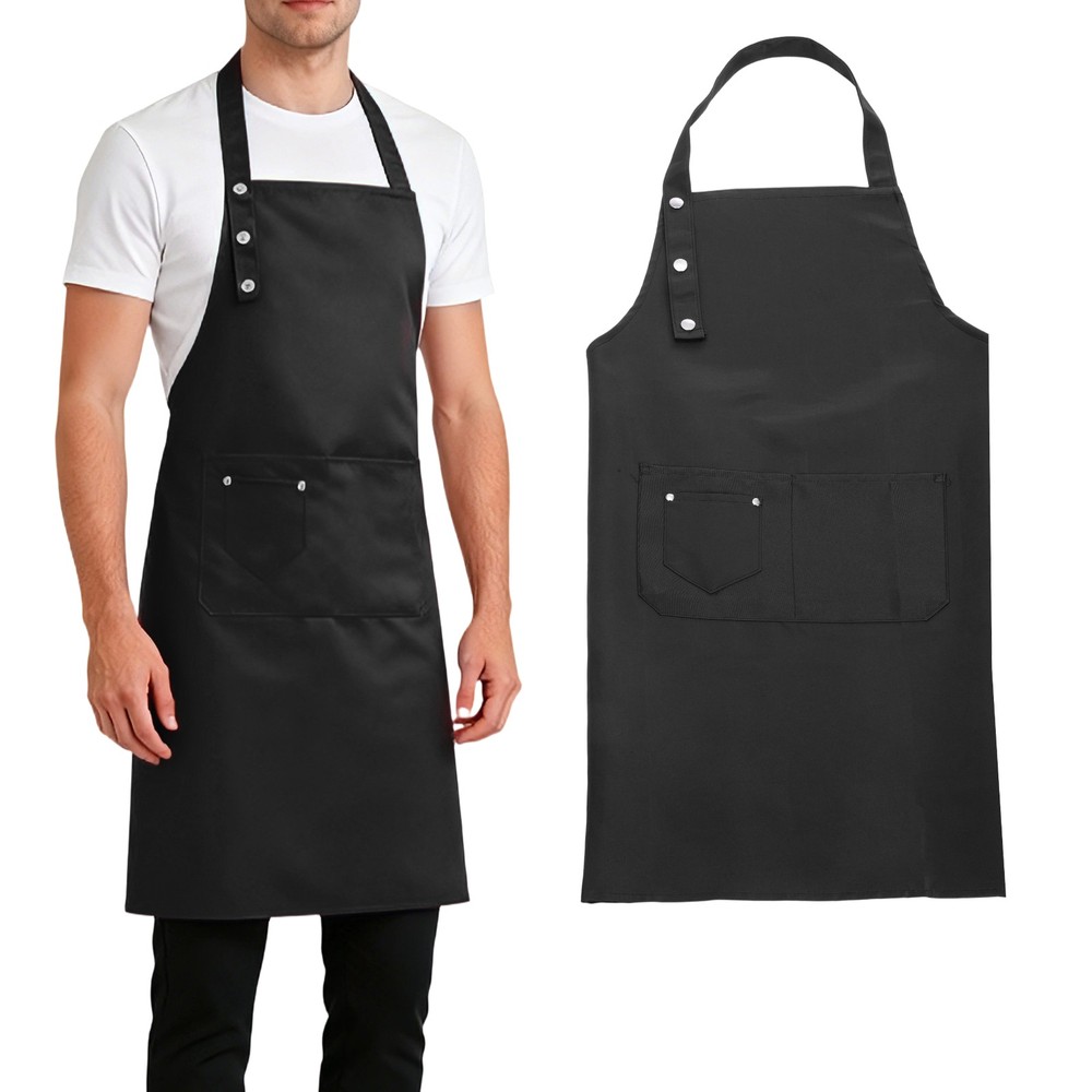 Kitchen Cooking Aprons, Adjustable Neck Strap Apron with Pocket, Black