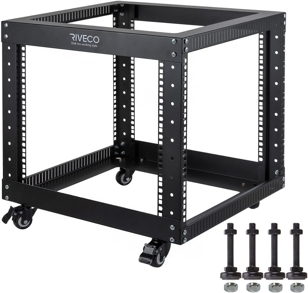 RIVECO 9U Open Frame Server Rack with Casters 19 Inch