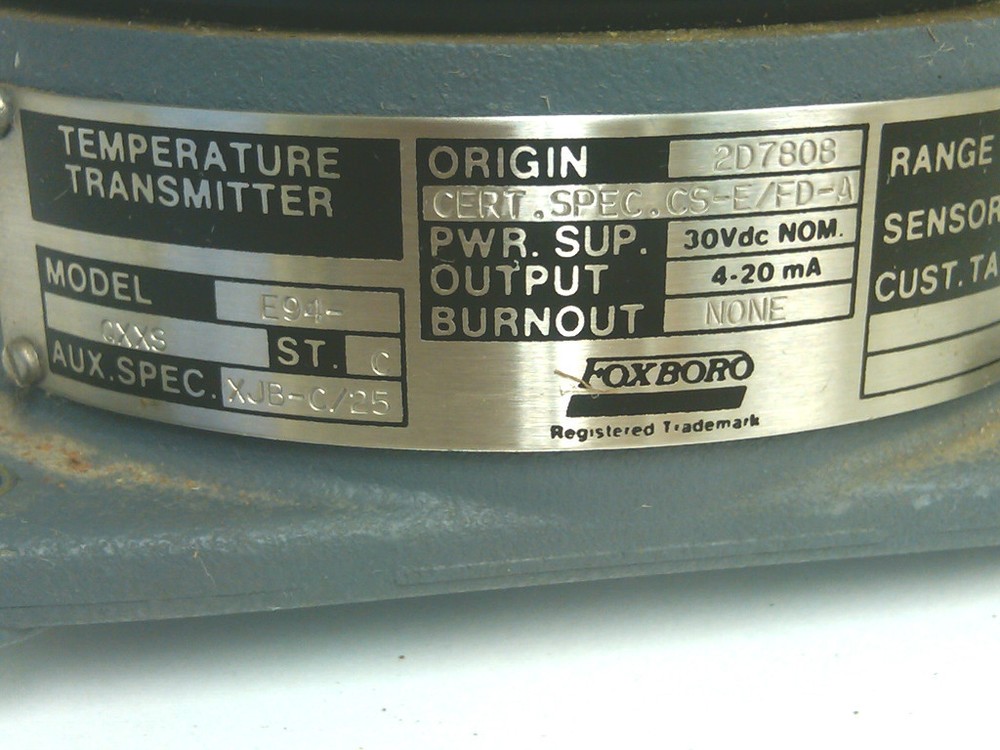 Foxboro E94 GXXS Temperature Transmitter Sensor: Various Pressure Ranges