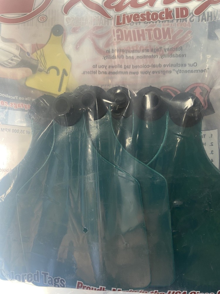 Ear Tag Ritchey Blank Green/White Centered Large--NO BUTTONS