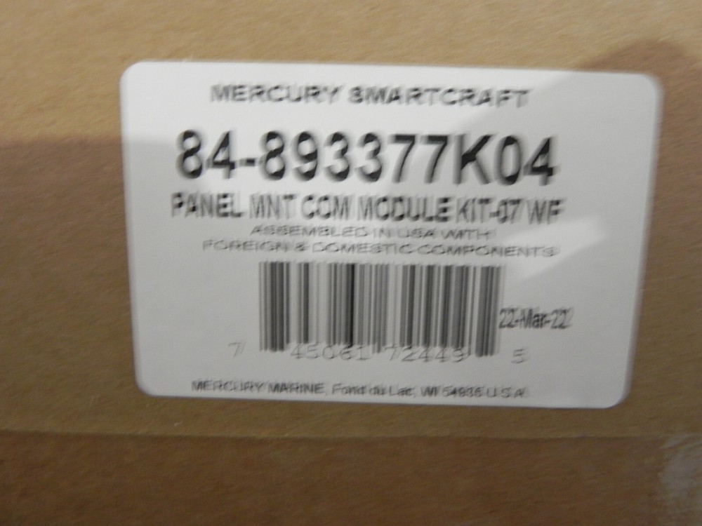 Mercury Outboard Panel Mt Slim Binnacle DTS Command Module KIT P# 84-893377K04