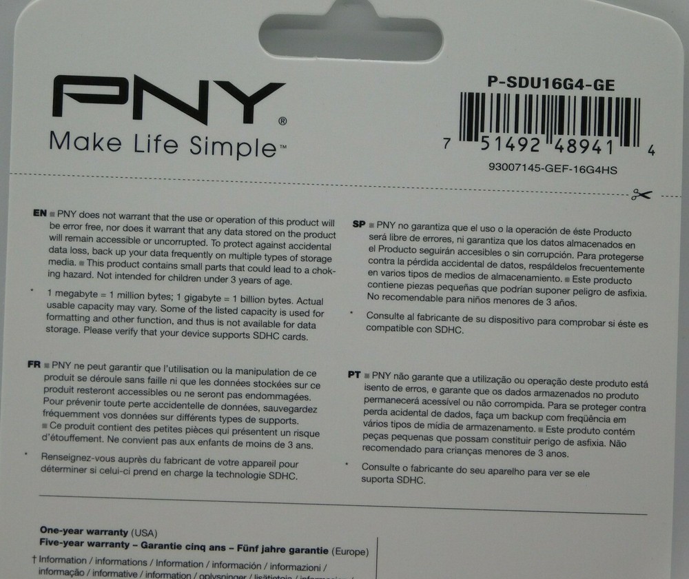 PNY 16GB MICRO SD HC PERFORMANCE CARD ~NEW IN PACKAGE~