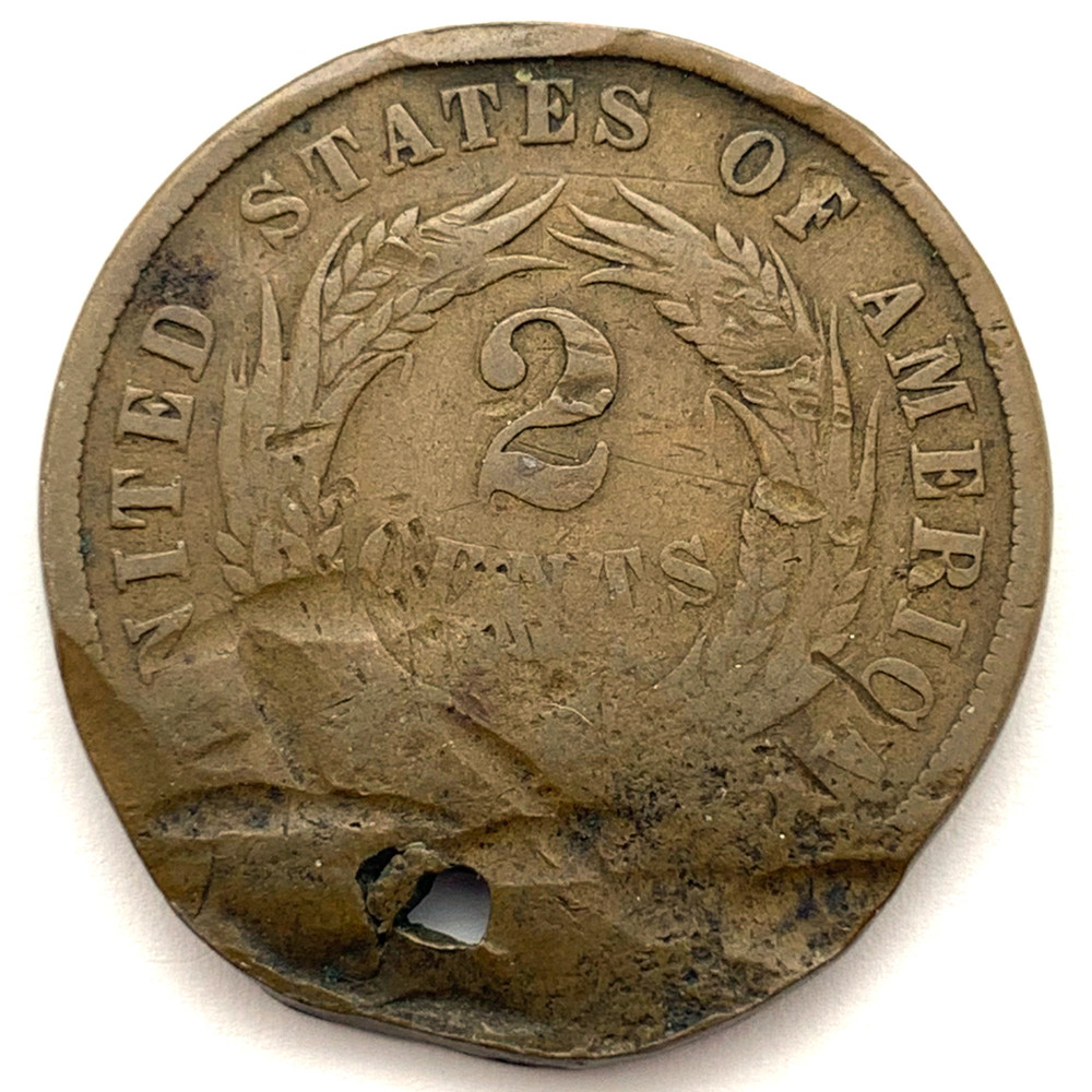 1871 2C Two Cent Piece: Holed