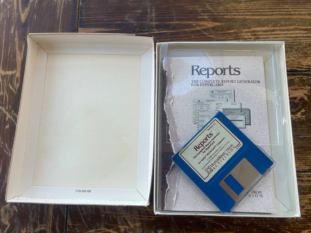 Reports 1.2 HyperCard Report Generator Macintosh Software Boxed