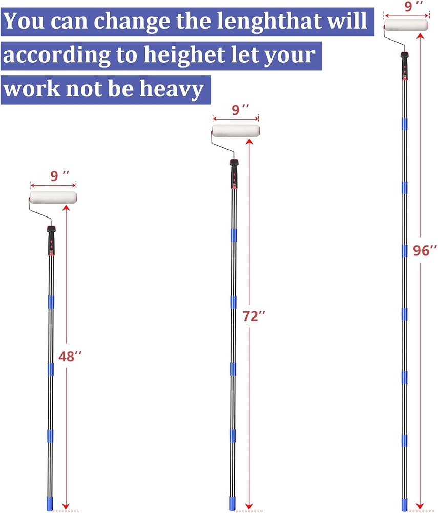 Paint Roller,4 FT Brush kit Multi-Function Roller with House 4 Feet