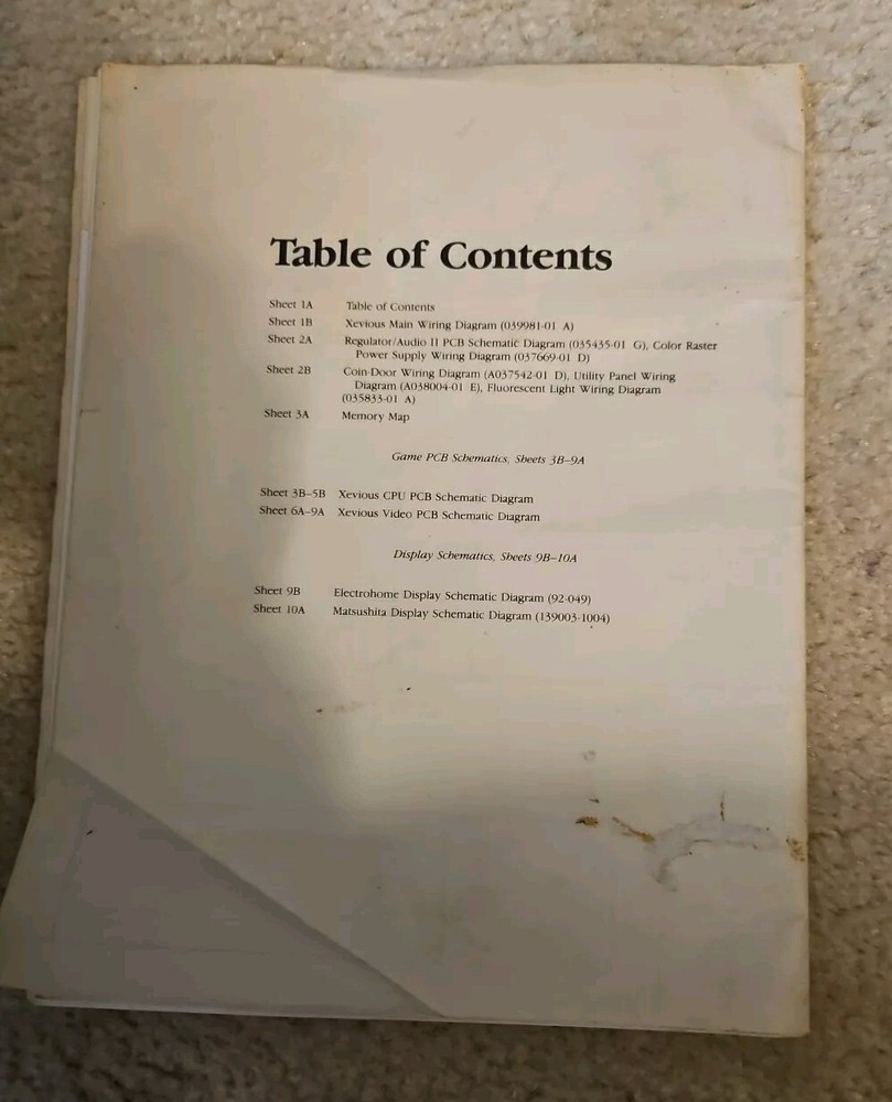 Atari XEVIOUS Schematic Package Supplement Arcade Manual Original