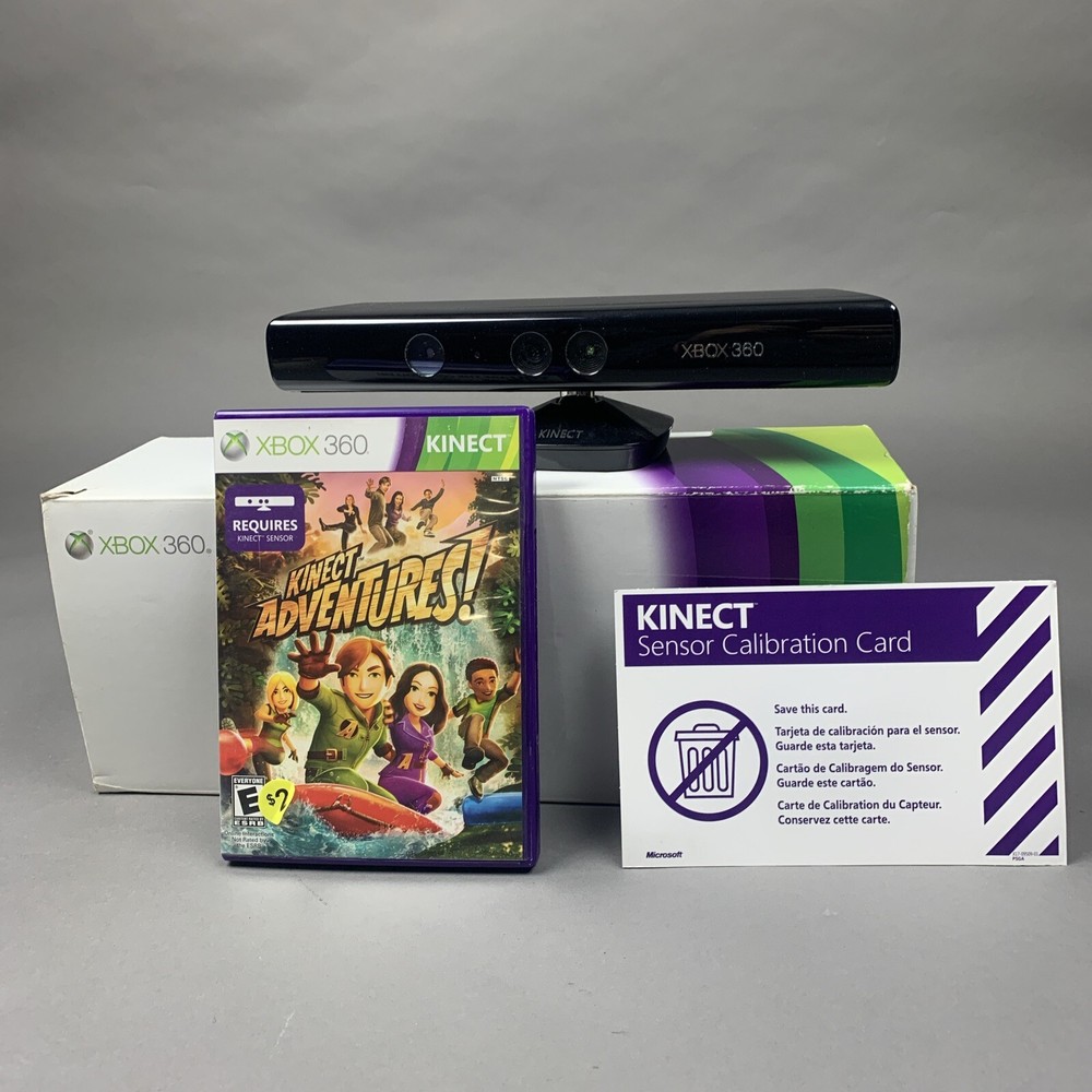 Xbox 360 Kinect with Box and Kinect Adventures Game Used Pre-Owned Works Tested