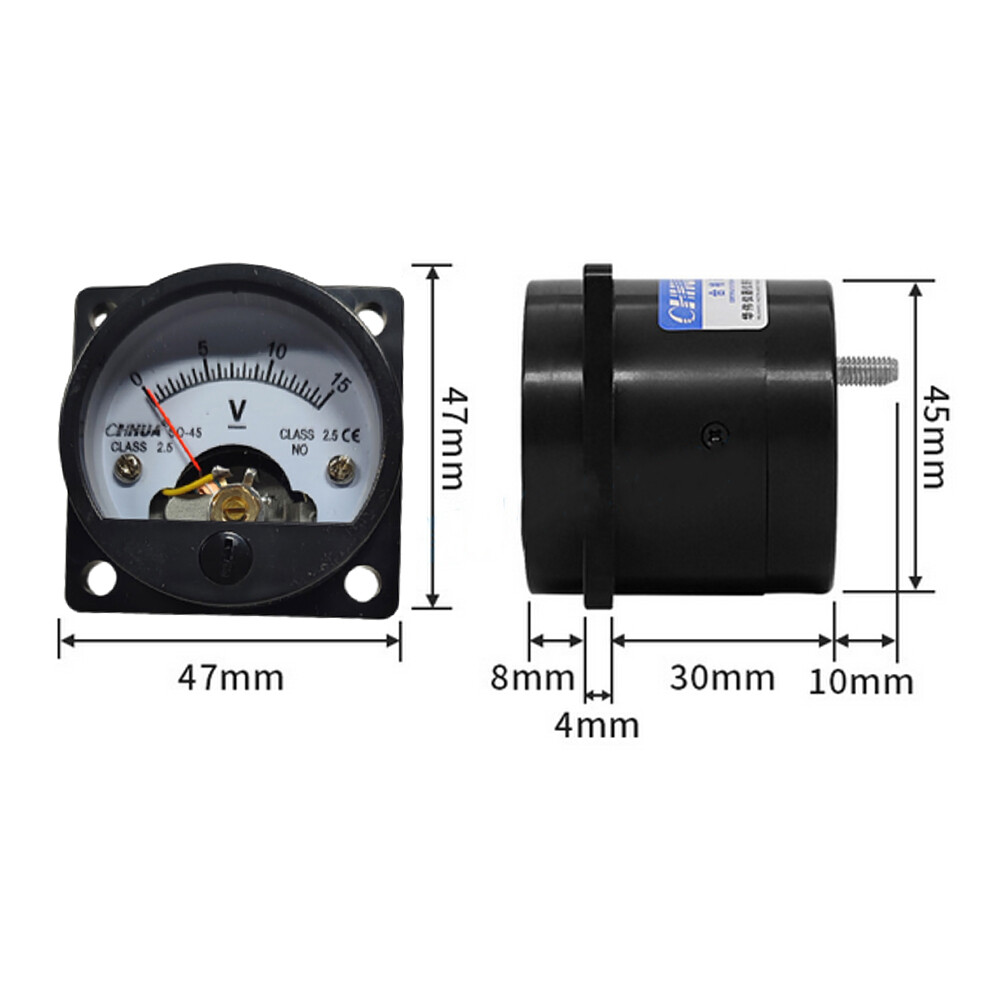 2X DC 0-15V Analog Voltmeter Analogue Voltage Panel Meter SO45 Directly Connect