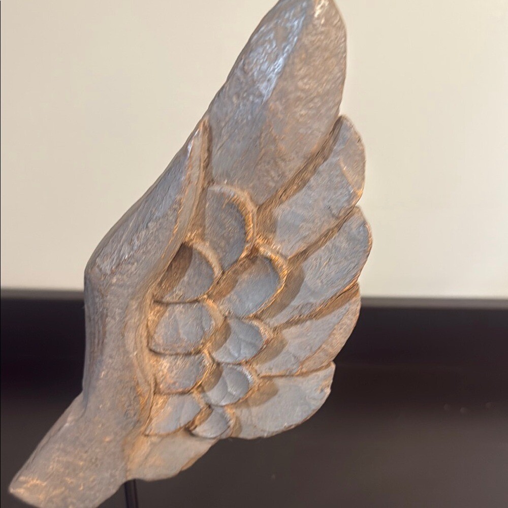 Hand Carved Wood Angle Wing Sculpture