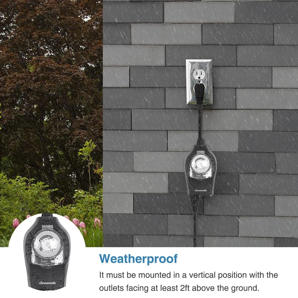 DEWENWILS Outdoor Light Timer Outlet Timer Switch for Lights Programmable