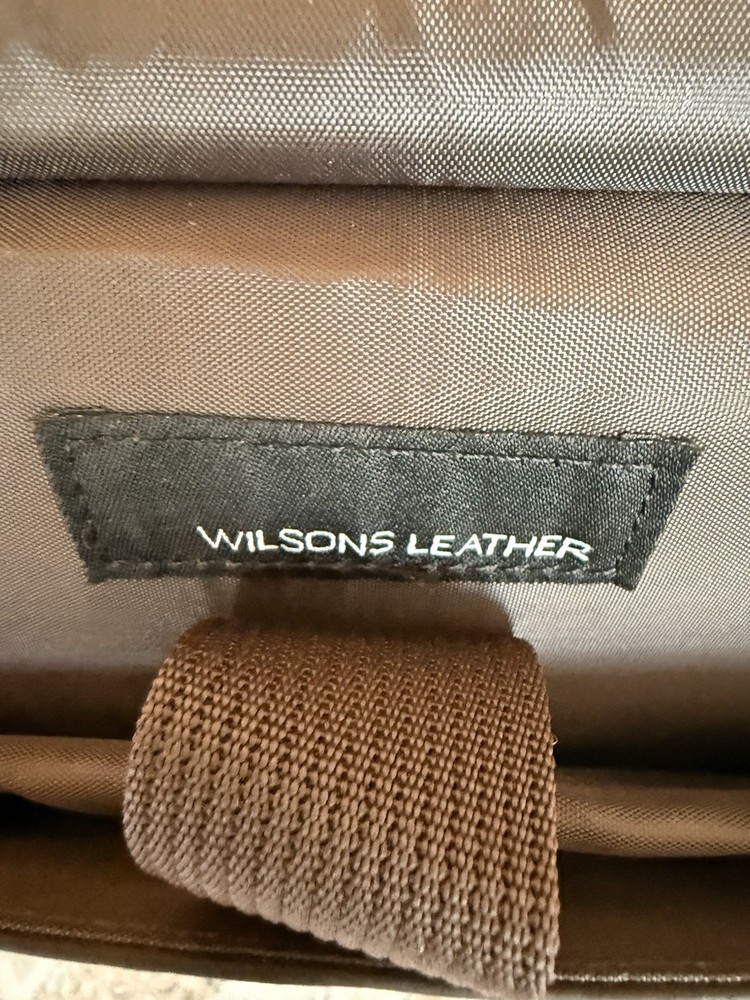 Wilsons Leather Brown Briefcase Buckle Closure Adjustable Strap Top Handle