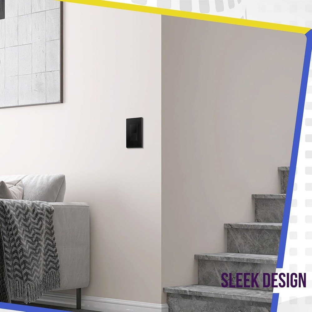 Matte Black Light Switch, Decorator Paddle Rocker Wall Switch, Single Pole, 3...