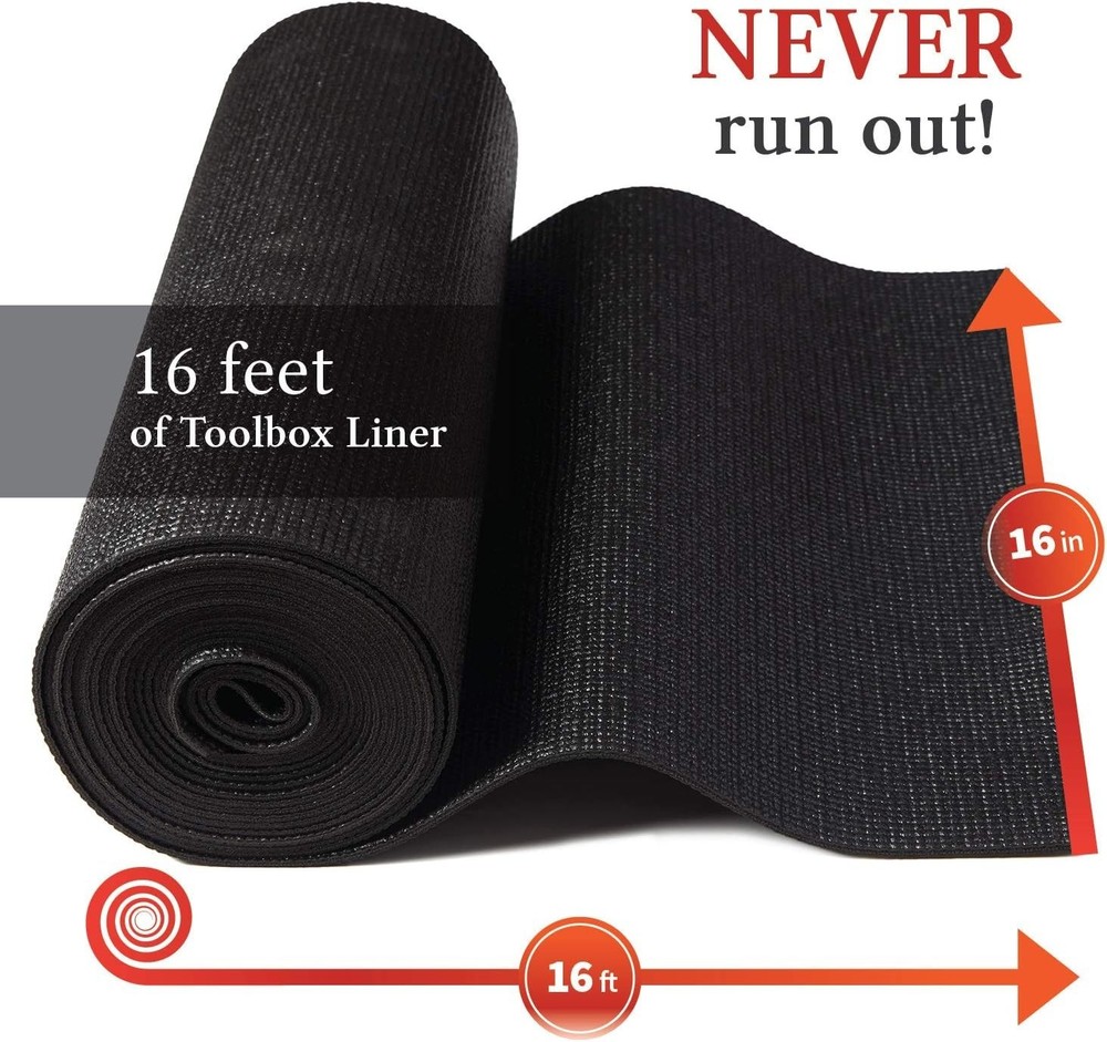 Anti-Slip Toolbox Liner - Adjustable, Protects Tools, 16" x 16 ft