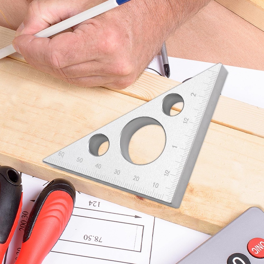Aluminium Alloy Right Triangle Angle Ruler, 45/90 Degrees Multi Angle Constru...