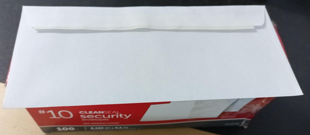 Office Depot #10 Clean-Seal White Security 100 Envelope - Open Box