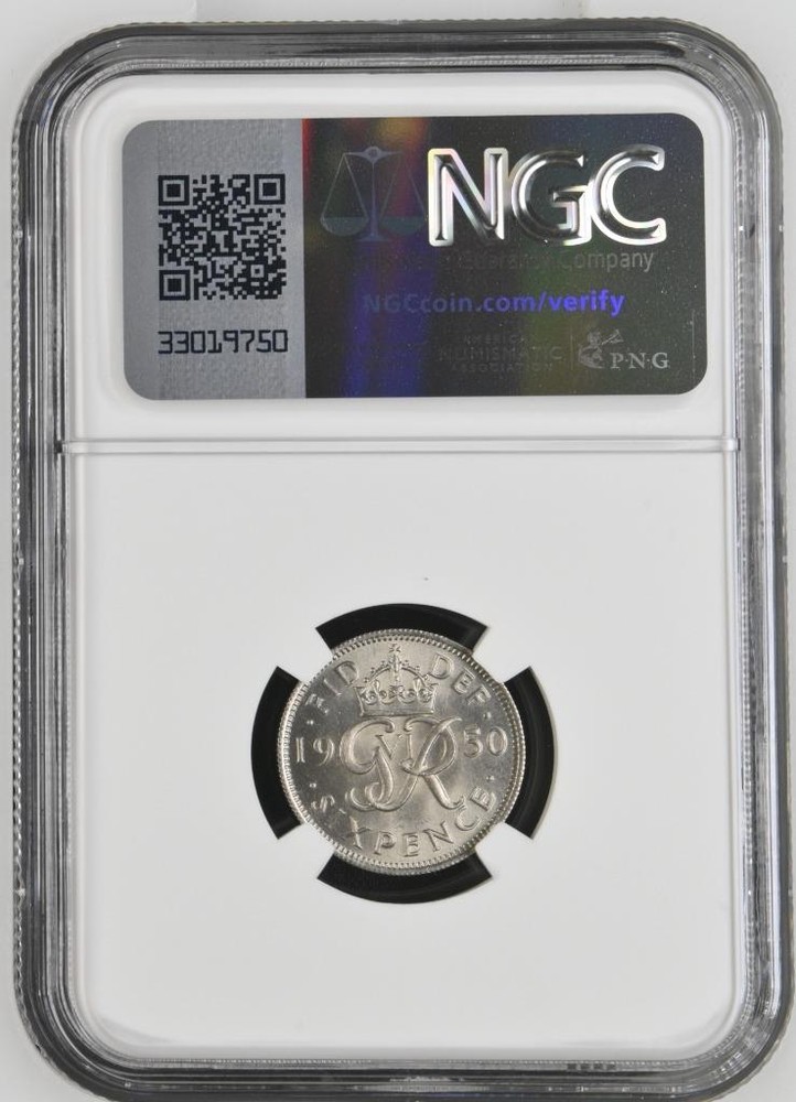 Great Britain 6 Pence 1950 NGC MS 64