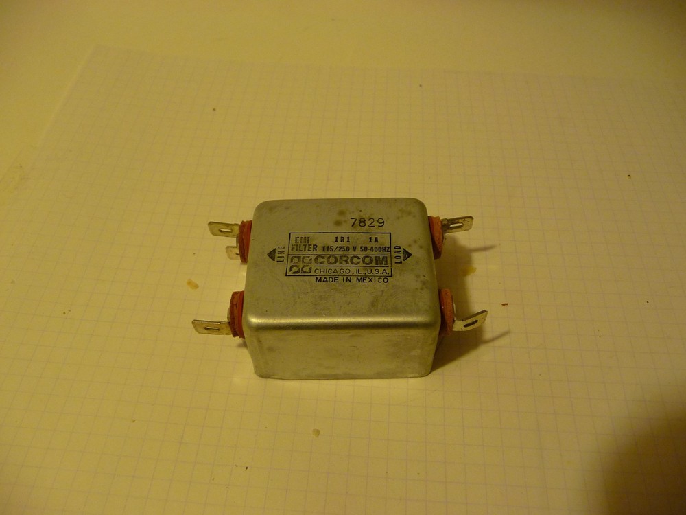 AC power filter , Corcom , 1R1 , 1 amp , 120 volt / 250 volt
