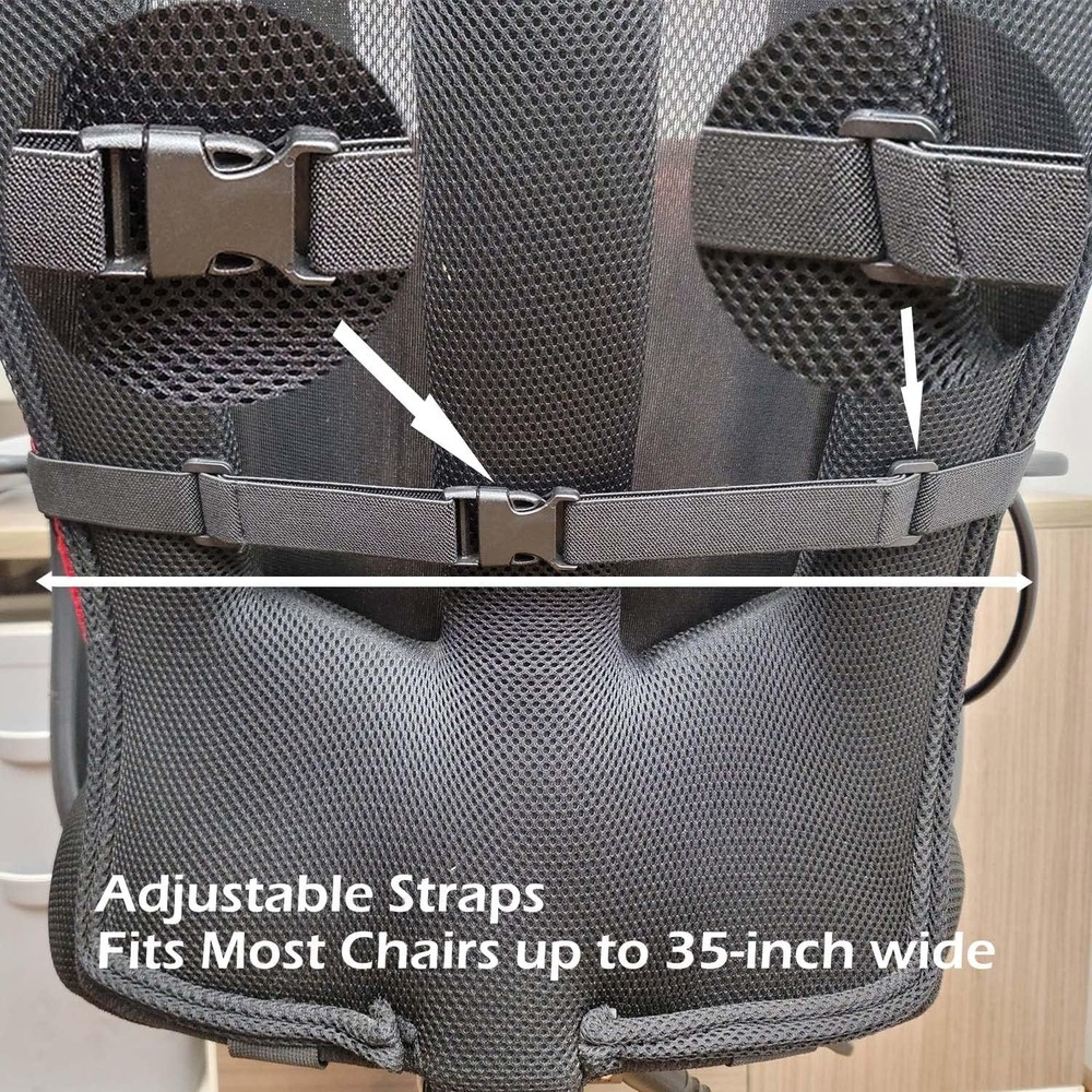 Inflatable Lumbar Support Pillow for Office Chair Black Mesh