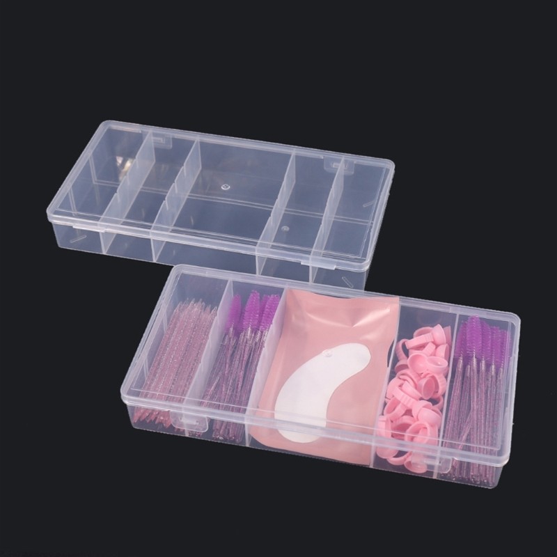 Keep Eyelash Extensions Tidy in a 5 Section Plastic Rectangular Organizer Box