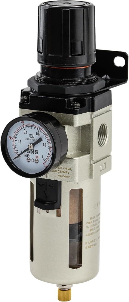 Semi-auto Drain Air Filter Regulator, 5 Micron Brass Filter