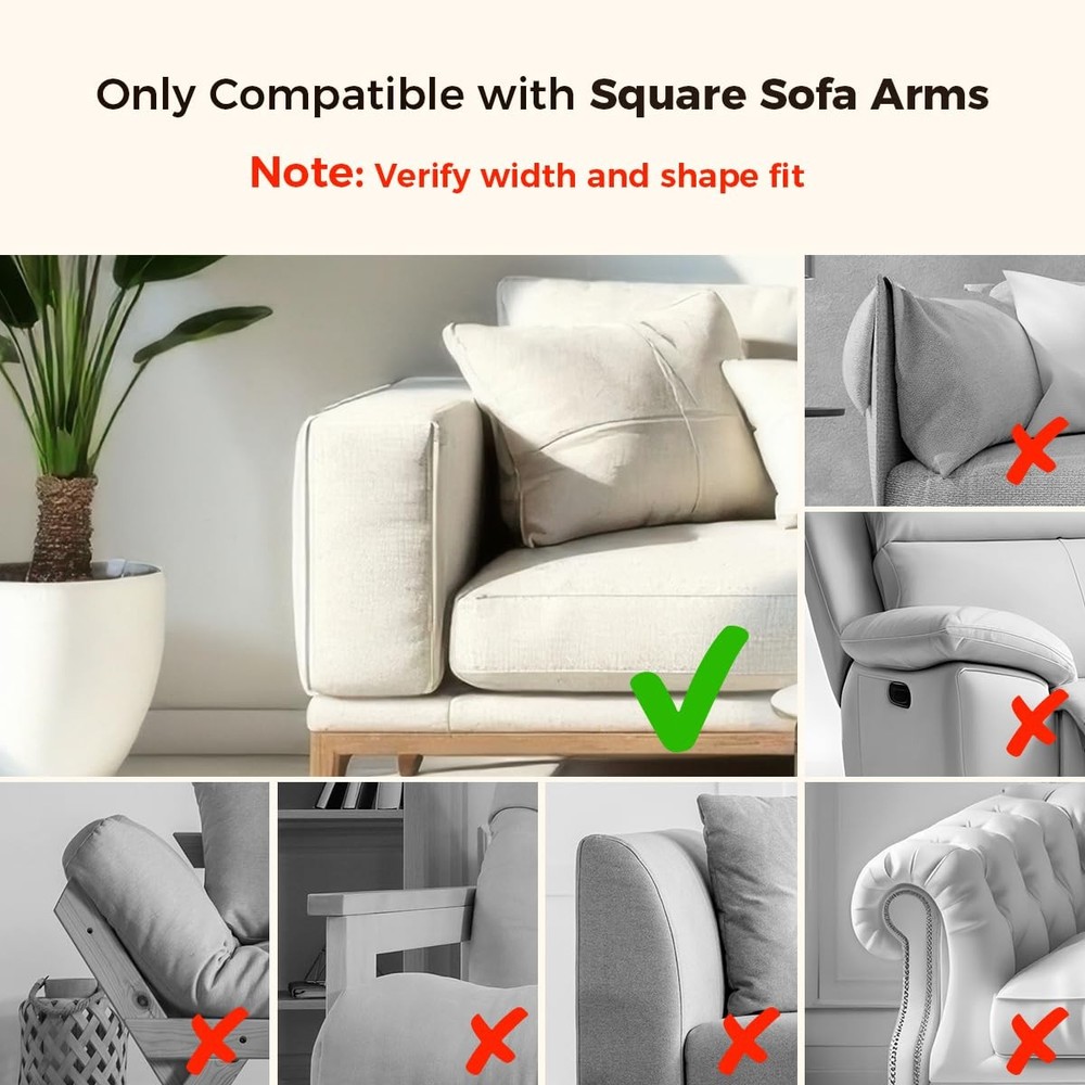 Wealone Black Couch Arm Tray with 2 Rotatable Tray, Adjustable Sofa Arm Clip Tab