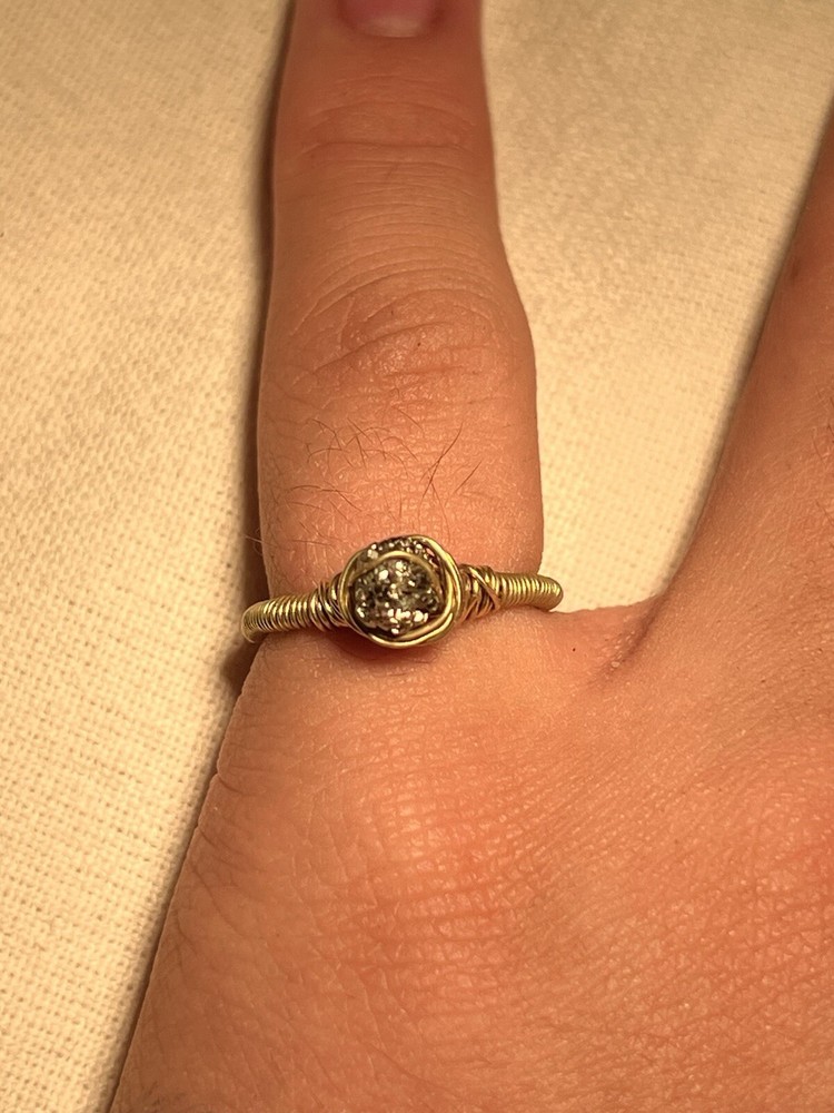 Handmade Pyrite And Gold Ring