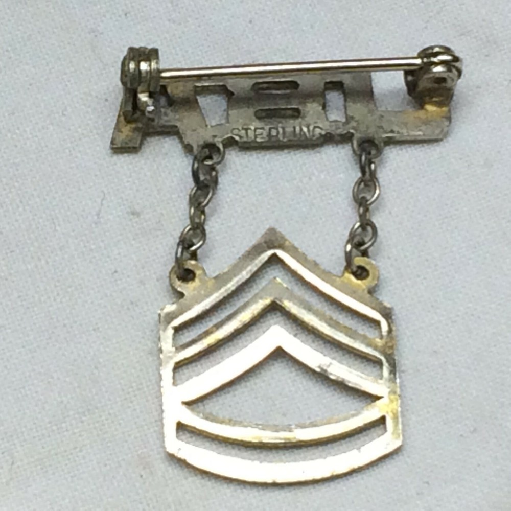 Vintage Sterling USA Military Pin Sergeant