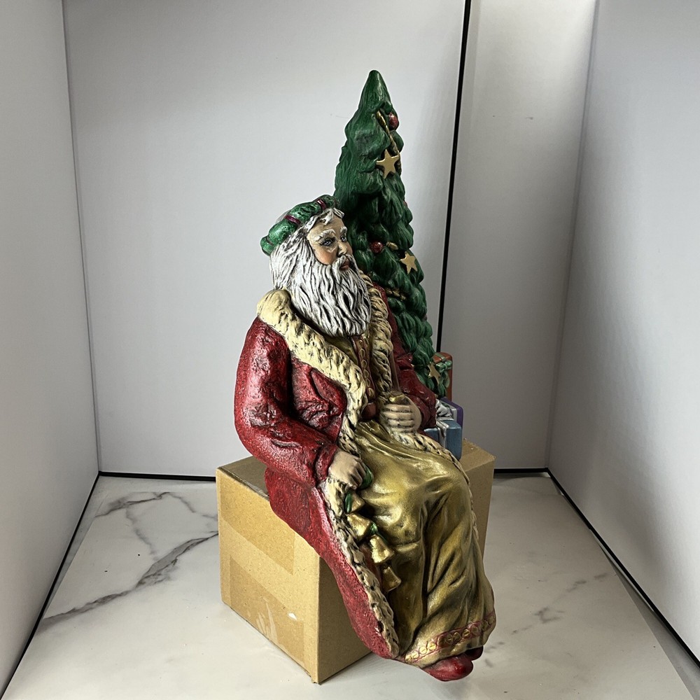 Old World Santa St. Nick Studio Ceramic Hand Painted Shelf Sitter 14” Tree