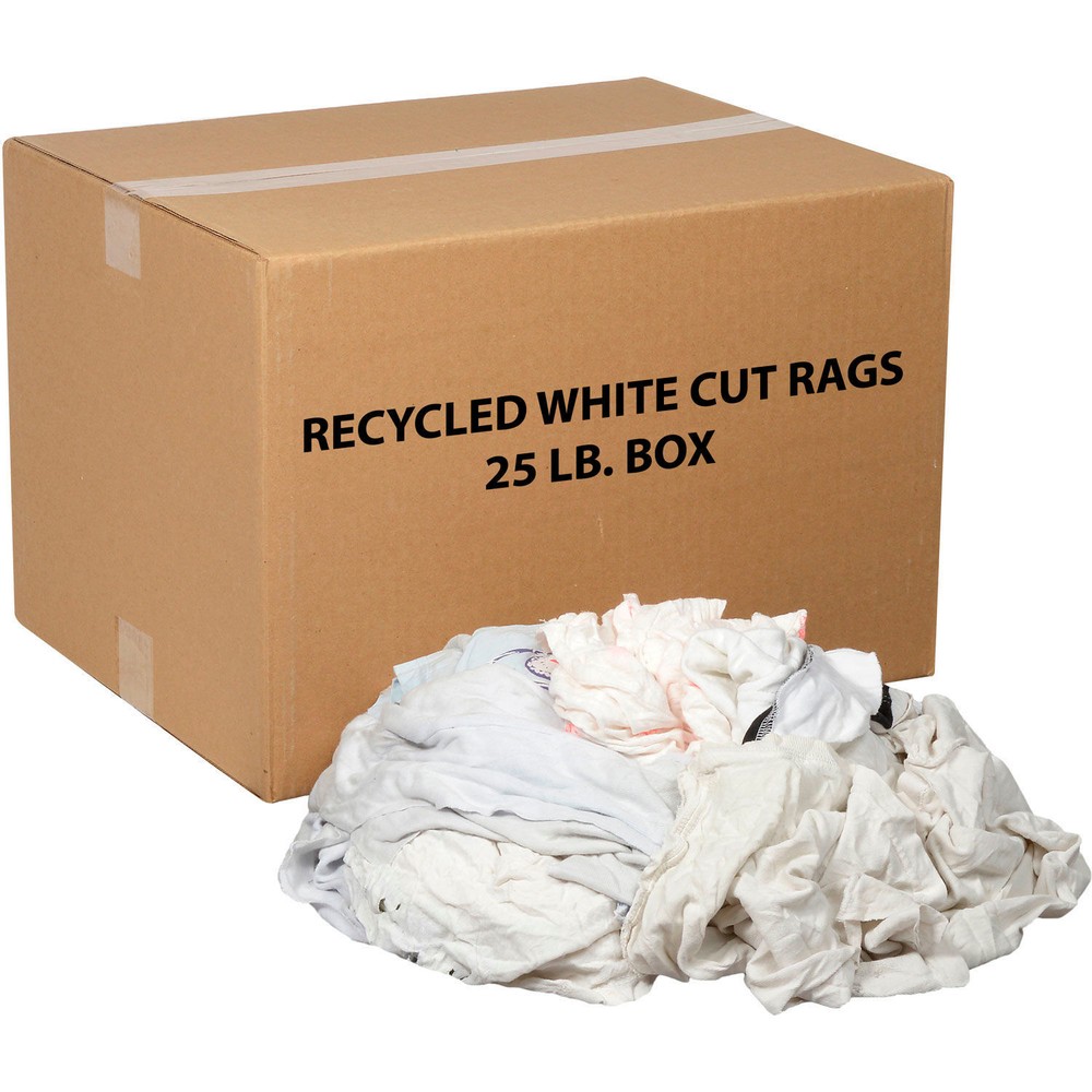 25 Lb. Box Recycled Cut Rags White