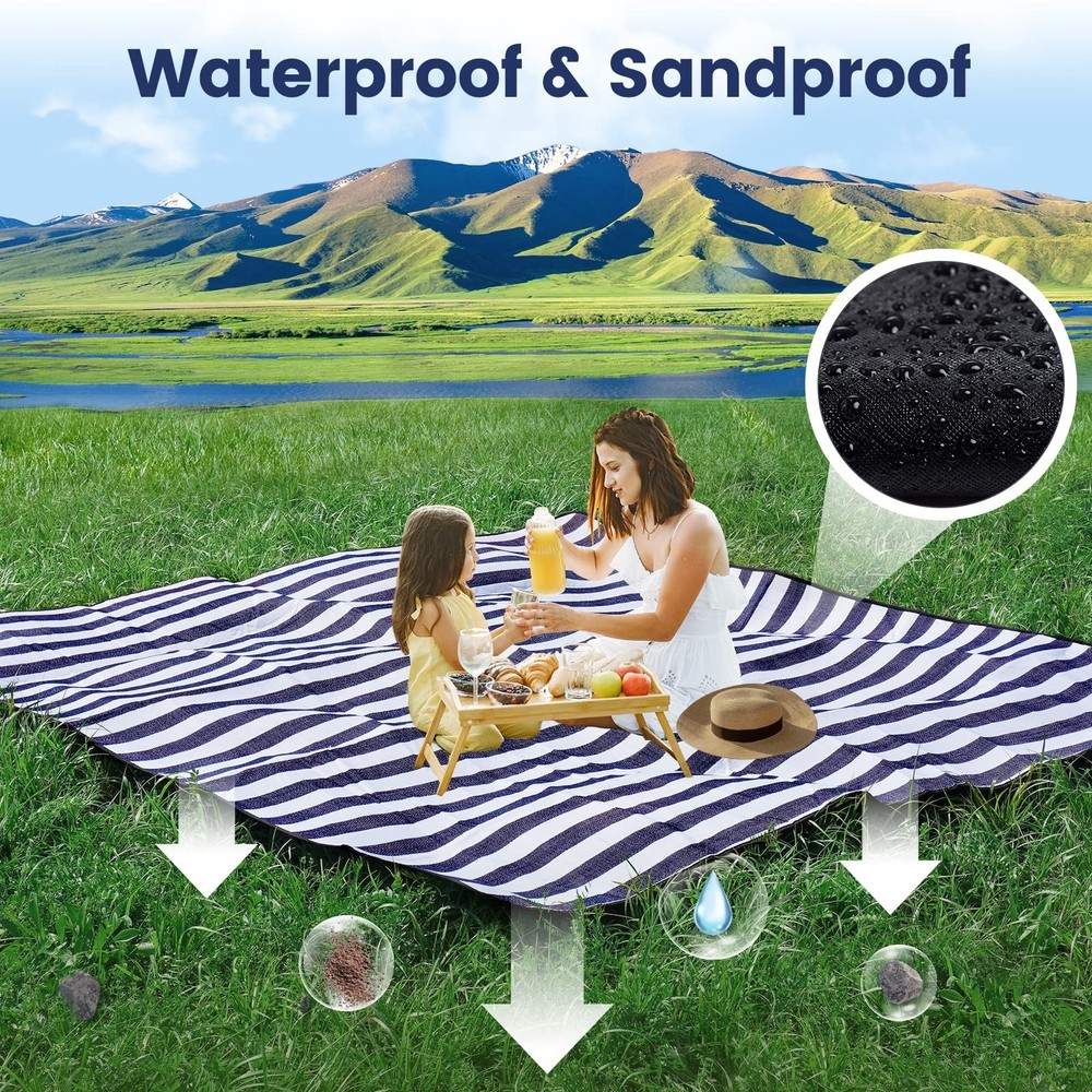 sapsisel 80”x 80” Picnic Blanket Extra Large, Waterproof and Foldabl