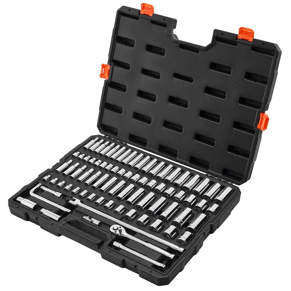 Socket Set 76 Pieces 3/8 inch Drive Socket Ratchet Set SAE Metric Deep Sha