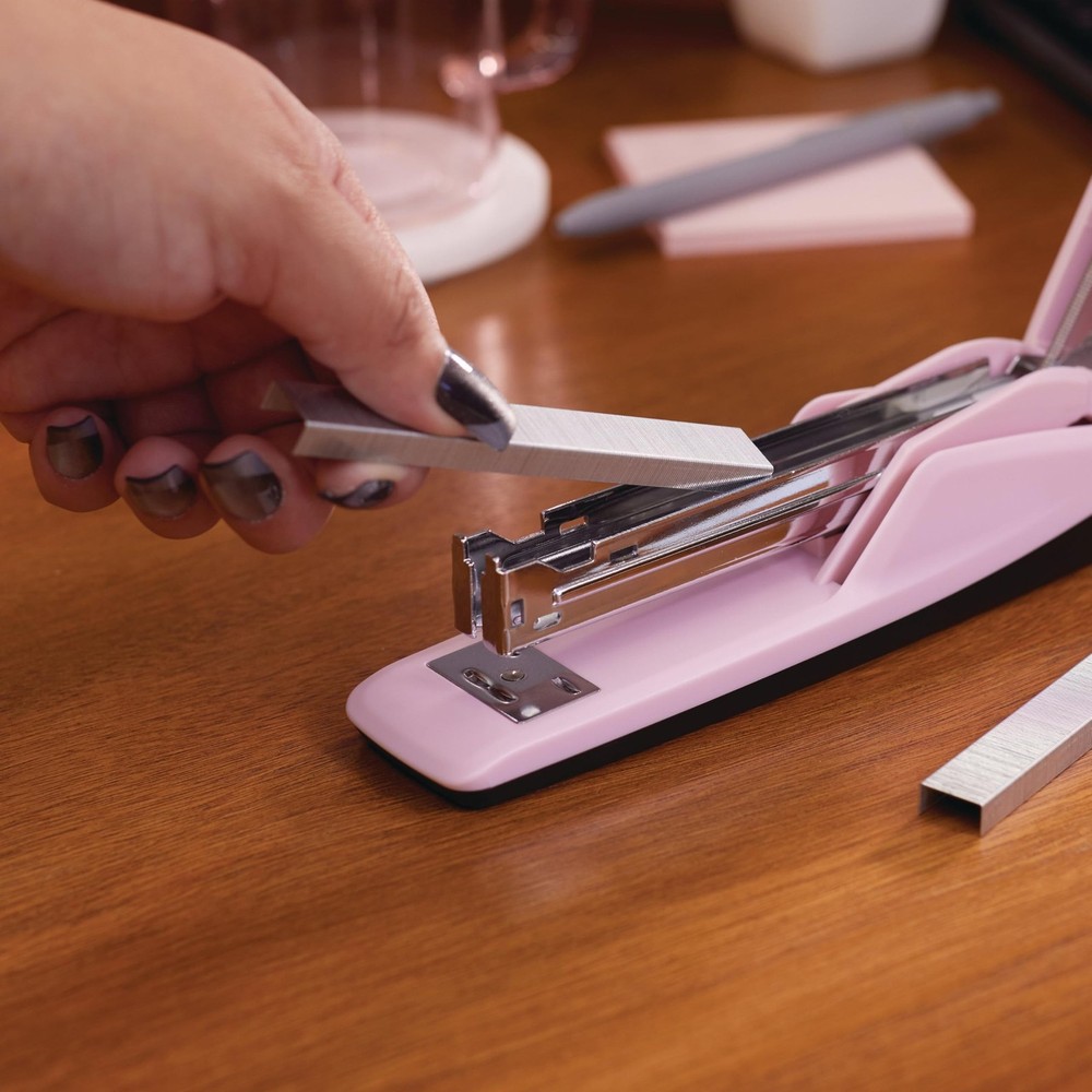 20 Sheet Capacity Desktop Stapler Blush Pink Modern Design Tacking Pinning with