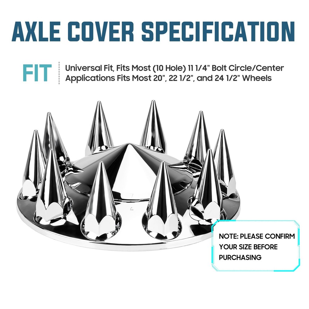 ABS Chrome Plastic Front Axle Cover Kit 2x (Spiked), Silver