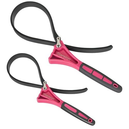 2 - Pack Rubber Strap, Oil Filter Diameter 4" and 6" Heavy Duty Adjustable Pink