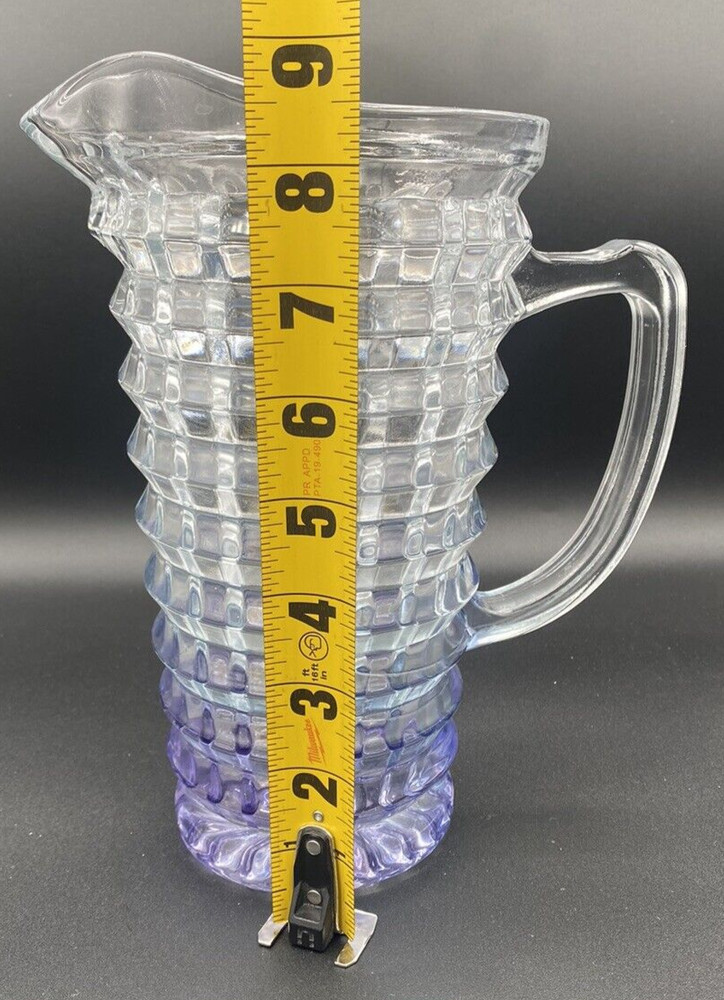 60's Iridescent Crystal Pitcher Heavy vintage